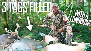 BIG BUCK AND 2 DOES w/ WOOD ARROWS! | Traditional Archery & Bowhunting | The Push Archery