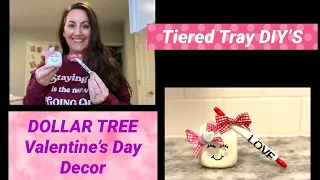 CUTEST & EASIEST TIERED TRAY DECOR | All Dollar Tree Items! Valentine’s Day Decor ❤️