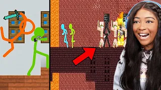 ADVENTURES IN THE NETHER!! ORANGE TURNED ON GREEN??! | Animation vs Minecraft Shorts [5 -8] Reaction