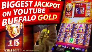 BIGGEST MEGA JACKPOT BUFFALO GOLD on YOUTUBE!!! 150+ SPINS 15 HEADS COLLECTED - CASINO SLOTS