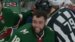 Oliver Bjorkstrand Gives Marcus Foligno A Dirty Shove From Behind