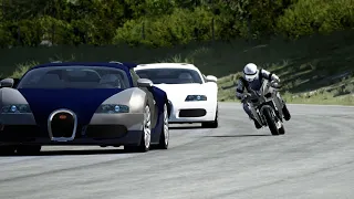 Kawasaki Ninja H2R Supercharged vs Bugatti Veyron 16.4 Grand Vitesse at Old Spa