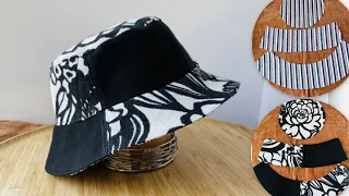 How to sew bucket hat/DIY Hat/Easy bucket hat tutorial/制作渔夫帽