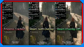 PC Hogwarts Legacy Crack Comparison - Empress Cracked vs Steam Overlay On/Off Performance