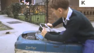1960s UK Boy Plays With Toy Car, 16mm Colour Home Movies