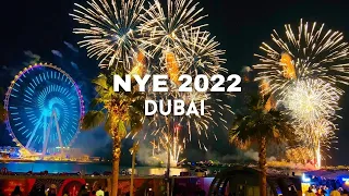 Dubai's New Year 2022 Fireworks 4K at The WALK Jumeirah Beach Residence and Palm Jumeirah Atlantis
