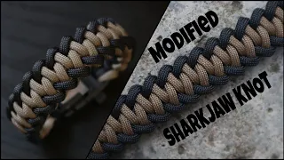 HOW TO MAKE MODIFIED SHARK JAW KNOT WITH SURVIVAL BUCKLE, PARACORD BRACELET TUTORIAL.