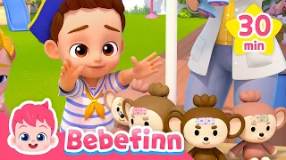 🐒 Five Little Monkeys Jumping On The Bed and More Nursery Rhymes| Bebefinn Sing Along2 | Kids Songs