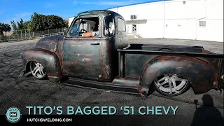 Tito's 51 Chevy Trucks Only Bagged on 22's patina