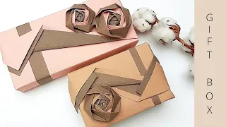 GIFT BOX WRAPPING IDEAS | TWO PAPERS GIFT PACKING + ORIGAMI ROSE DECORATION | I.Sasaki Original