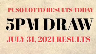 Lotto Result Today 5pm draw July 31 2021 Swertres Ez2 Stl Pcso