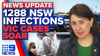 NSW records 1288 COVID-19 cases, Victoria infections peak | Coronavirus | 9 News Australia