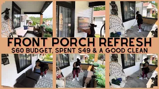 FRONT PORCH REFRESH ON A BUDGET / BUDGET $60 & SPENT $49 WITH ELBOW GREASE / PORCH TRANSFORMATION