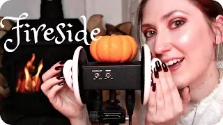 Fireside ASMR 🔥 Face Brushing, Close Up Whispering, Ear Tapping, Fire Crackling, Crunchy Leaves +