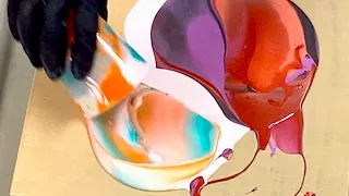 Flip Cup Pour with Drips +  Water,  Acrylic Pour Step-by-Step, Acrylic Pour Easy,  Abstract Art.