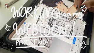 working on my webtoon pt.2 ! | completing episode 2, webtoon studio vlog