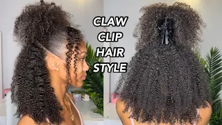 Claw Clip Half Up Half Down Curly Natural Hair Style | Quick & Easy Hairstyle