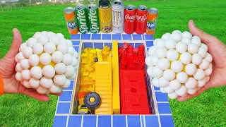 Experiment: Coca Cola of Fanta ! M&M Candy, Monster, Sprite And Mentos Mentos Balls İn The Pool