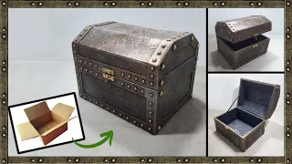 Como fazer um BAÚ MEDIEVAL com papelão de embalagem / DIY arte medieval