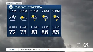 Metro Detroit Forecast:  Hot, muggy with more storms