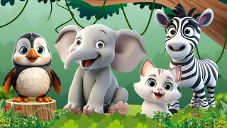 Happy Animal Moment, Familiar Animals Sounds: Elephant, Cat, Zebra, Penguin - Animal Paradise