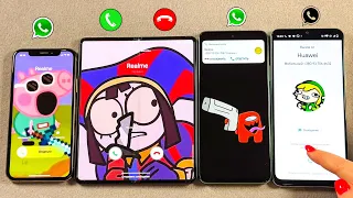 Incoming Call + WhatsApp iPhone Xs vs Z Fold 3 vs Huawei Y90 vs Realme C53 & Outgoing Call