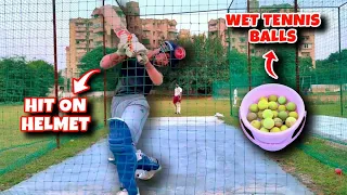 @cricketcardio Practice with Wet Tennis Balls🏏 || Got hit on helmet😰|| Gagan Sangwan Vlogs