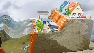 Will Huge Brick Sand Dam Save Town From Tsunami And Flood Disaster? | Dam Breach Experiment