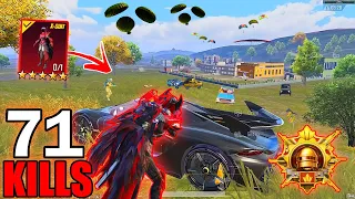 71 KILLS! 🔥 FASTEST RUSH GAMEPLAY With Blood Raven X-SUIT😍 ACE MASTER RANK SAMSUNG,A7,A8,J4,J5,J6,J7