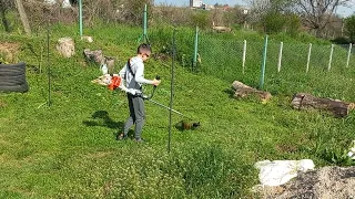 Working with my stihl fs 55 trimmer