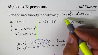 Expand and Simplify Binomial squares (2x + 3y)^2