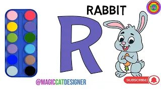 R for Rabit let's draw and color this beautifull pet togheter and let's play