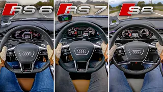 RS6 vs. RS7 vs. S8 | 0-100 & 100-200 km/h acceleration🏁 | by Automann