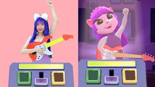 Imitate Angela Playing Exciting Guitar - My Talking Angela 2 In Real Life VS Cute Girl Part 36