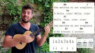 Bella Ciao (canta partigiano) tutoriel en français ukulélé facile