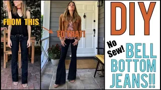How to DIY Bad A$$ BELL BOTTOM Jeans!! (No-SEW) - by Orly Shani