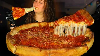 ASMR * EXTRA CHEESY CHICAGO DEEP DISH PIZZA WITH MEATBALLS * MUKBANG * بيتزا جبنة اضافية