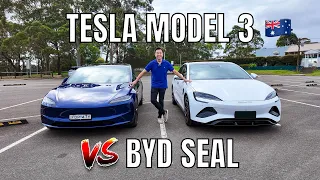 2024 Tesla Model 3 RWD Highland Update vs BYD Seal Premium Australia