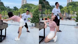 The beautiful lady is also here to challenge! Spanking Funny Challenge! 90