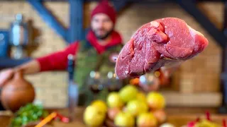 БАРАНЬЯ НОГА по-КУПЕЧЕСКИ в ДЕРЕВЕНСКОЙ ПЕЧИ.