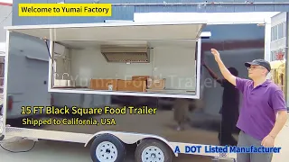 15 FT Black Square Food Trailer Shipped to California, USA