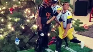 Browns Myles Garrett & Steelers Mason Rudolph Helmet hit Christmas tree topper