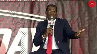 Jackson State University's Deion Sanders, Shedeur Sanders & Travis Hunter At SWAC Media Day (Full)