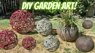 Easy DIY Cement Pot And Garden Art From A $2 Ball !!