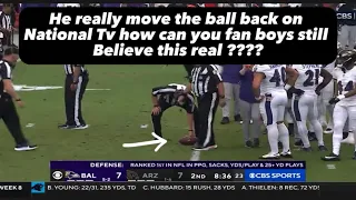 Rigged ref move ball back to give Baltimore ravens the ball back on national tv !!! #rigged #nfl