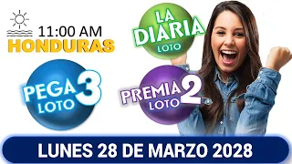 Sorteo 11 AM Resultado Loto Honduras, La Diaria, Pega 3, Premia 2, LUNES 28 de marzo 2022