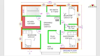 40X31 SIMPLE GROUND FLOOR PLAN | 2BHK #tutorial #housedesign |BEST DRAWING 2024 | LOW BUDGET PLAN