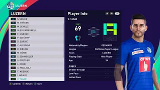 Luzern & Switzerland Super League & Players Ratings & eFootball PES 2021