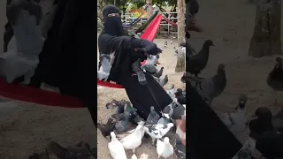 Masya Allah ukhti bercadar ngasih makan burung.women wearing niqabs