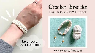 How to Make: CROCHET BRACELET · Free Beginner Pattern · Easy Quick Fun DIY Yarn Crafts Tutorial